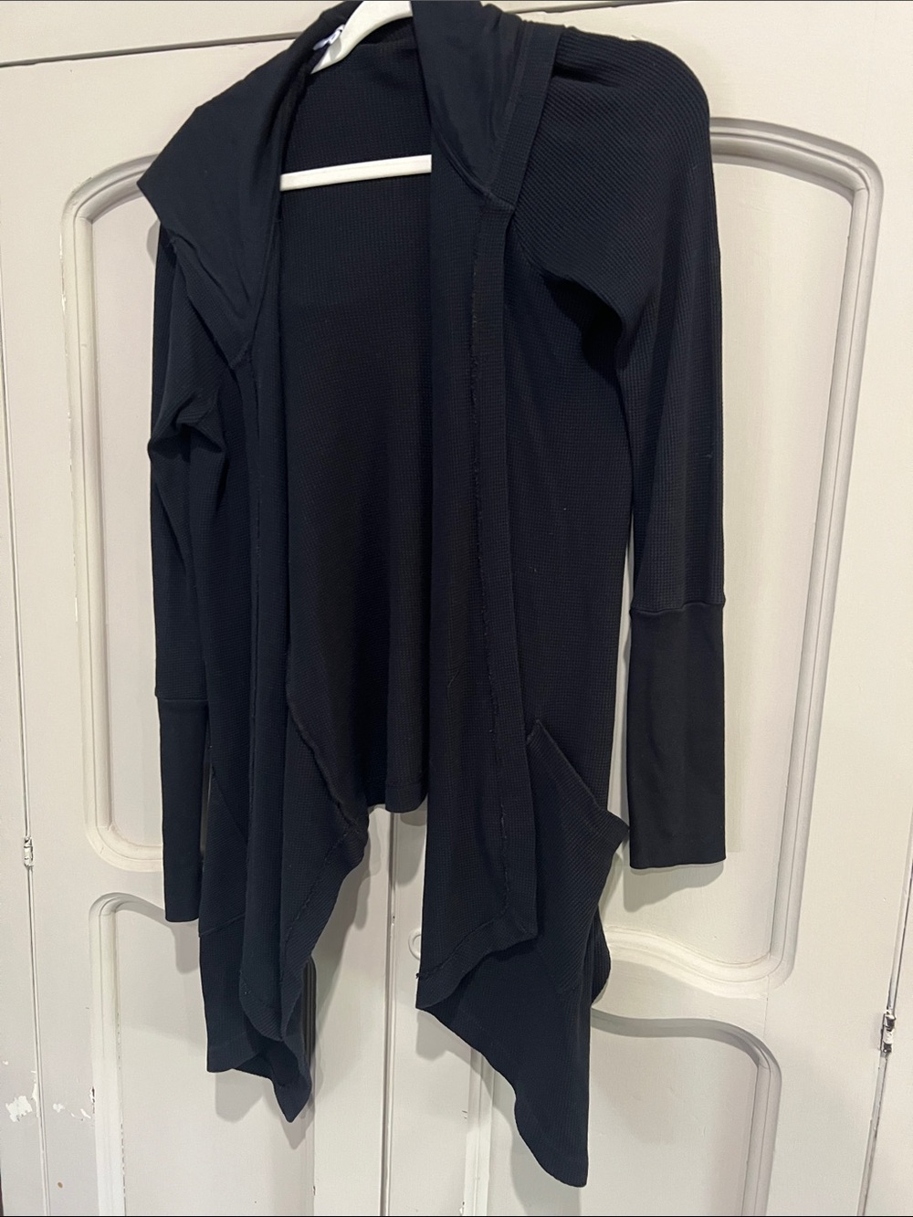 Splendid Black Open-Front Hooded Cardigan